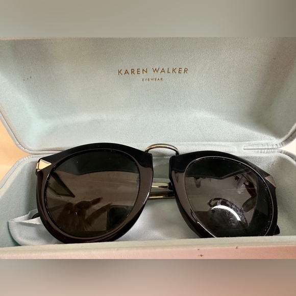 Karen Walker Sunglasses in Black and Gold Details - Picture 3 of 7